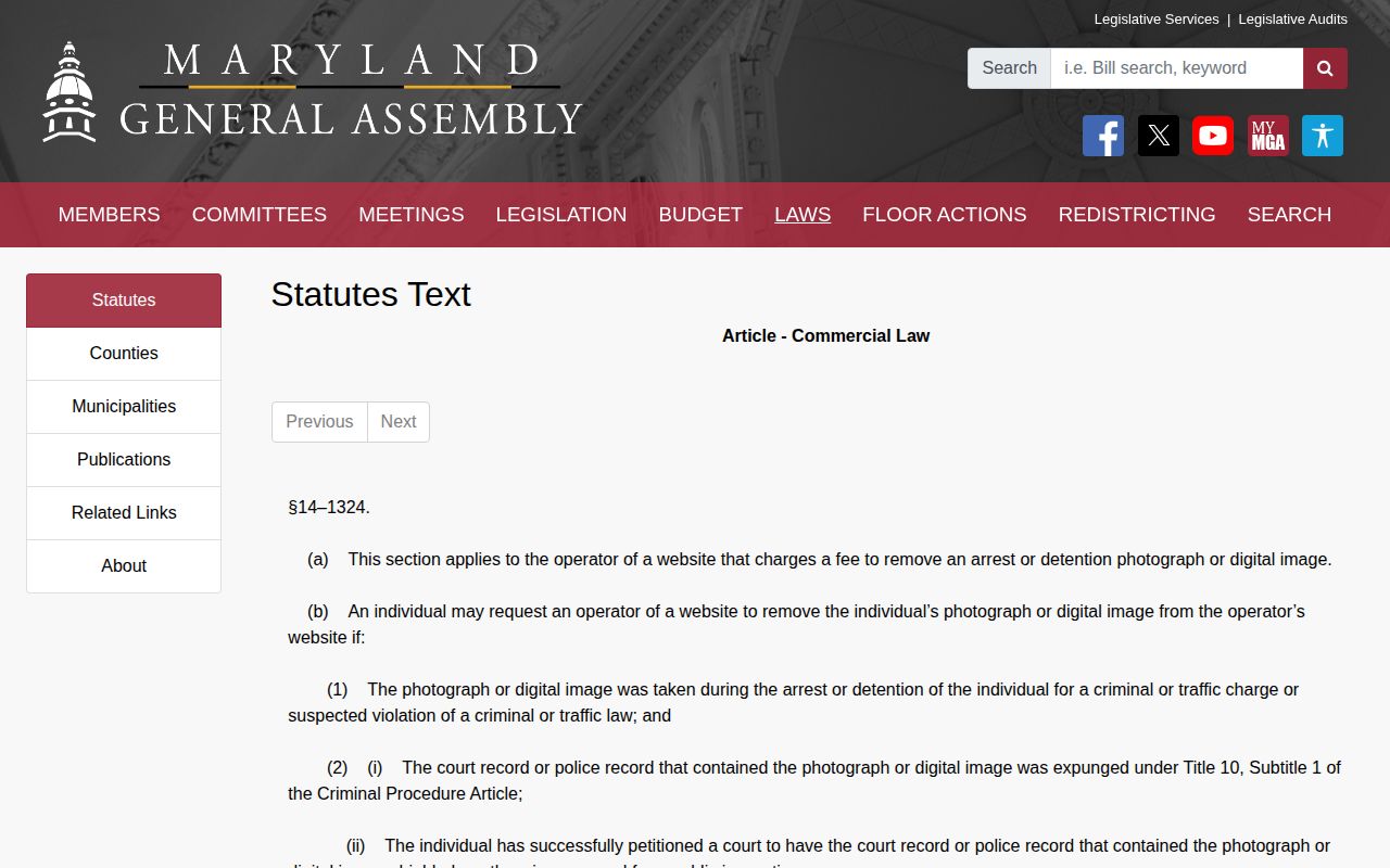 Maryland Allegany County mugshot website law record